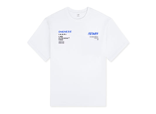 L/AB c/o Off-White™ x ONENESS* Staff Tee in Cobalt Blue