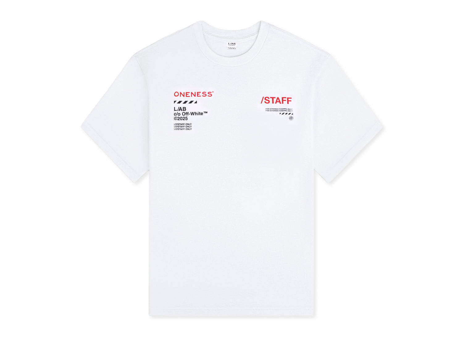 L/AB c/o Off-White™ x ONENESS* Staff Tee in White