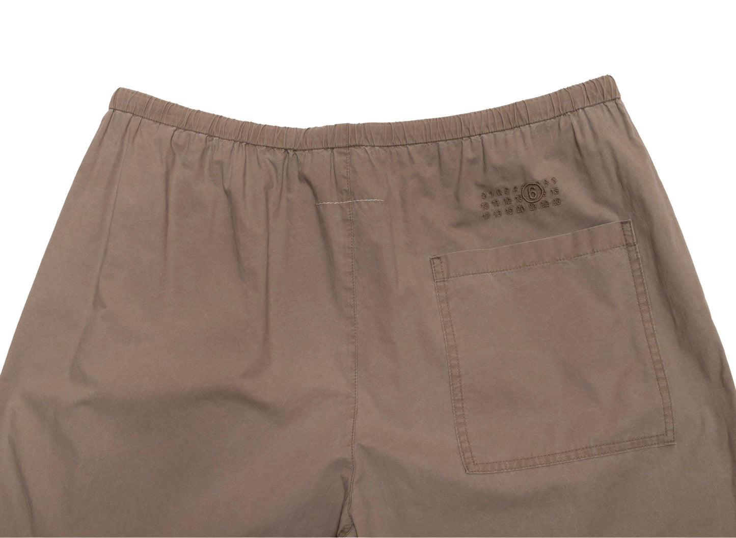 Maison Margiela MM6 Drawstring Washed Cotton Trousers in Brown
