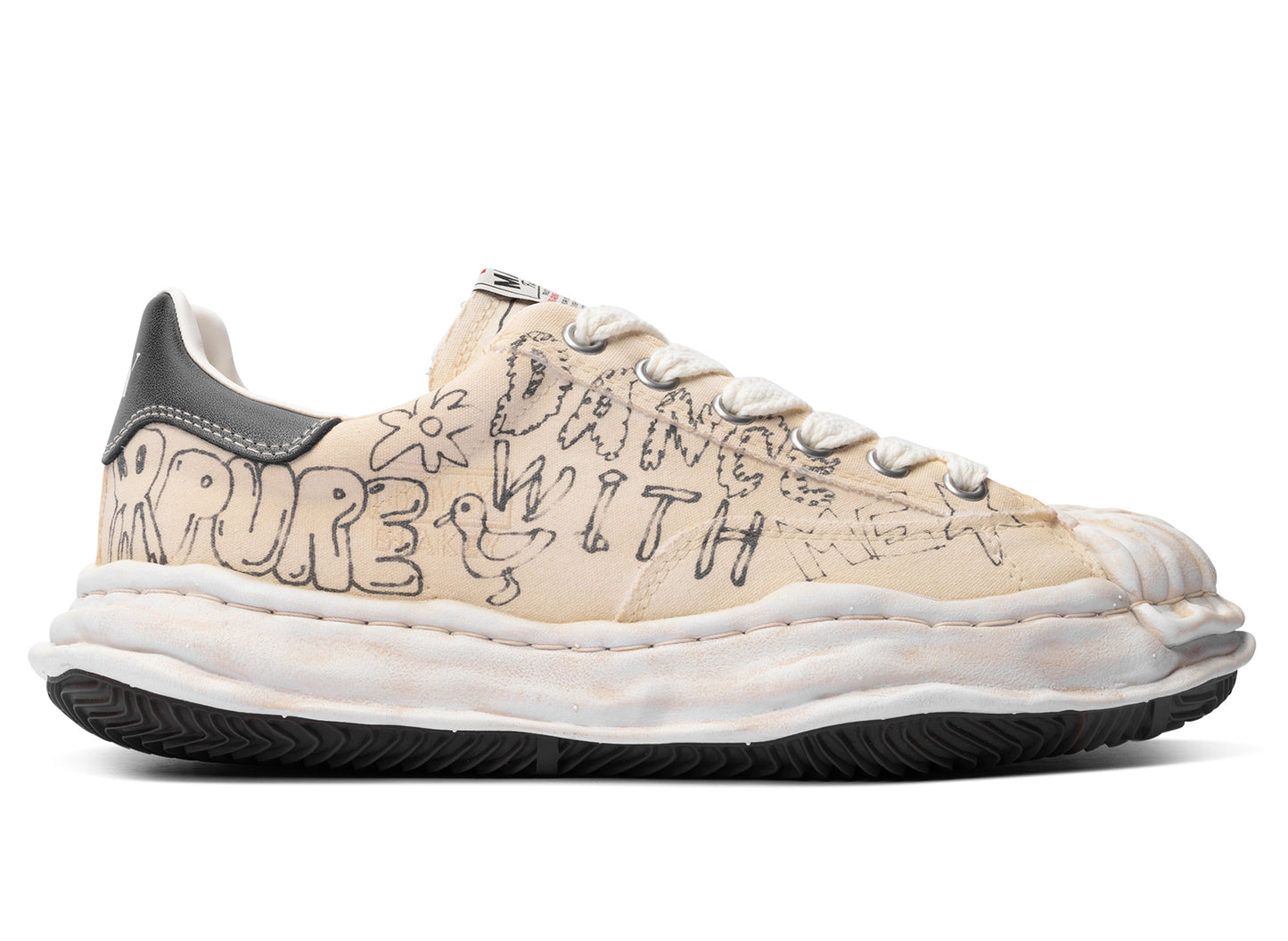 Maison Mihara Yasuhiro "BLAKEY" OG Sole Graffiti Printed Canvas in White