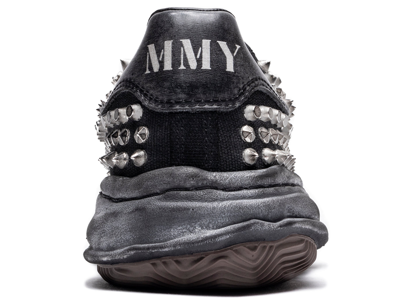 Maison Mihara Yasuhiro Spiked Blakey Low in Black/Black - view 2