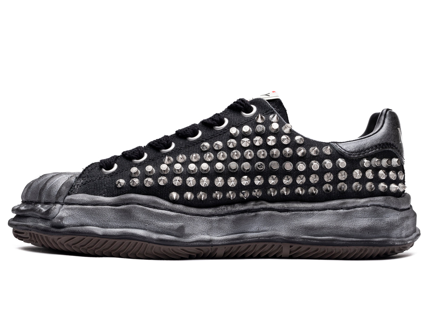 Maison Mihara Yasuhiro Spiked Blakey Low in Black/Black - view 3