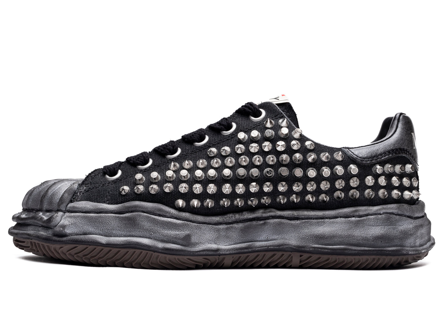 Maison Mihara Yasuhiro Spiked Blakey Low in Black/Black - view 3