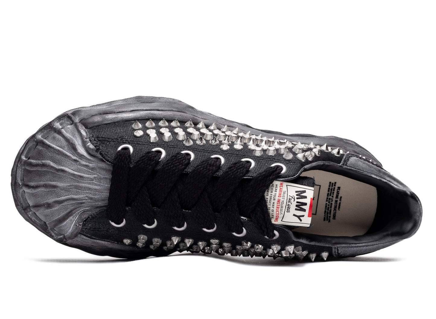 Maison Mihara Yasuhiro Spiked Blakey Low in Black/Black - view 4