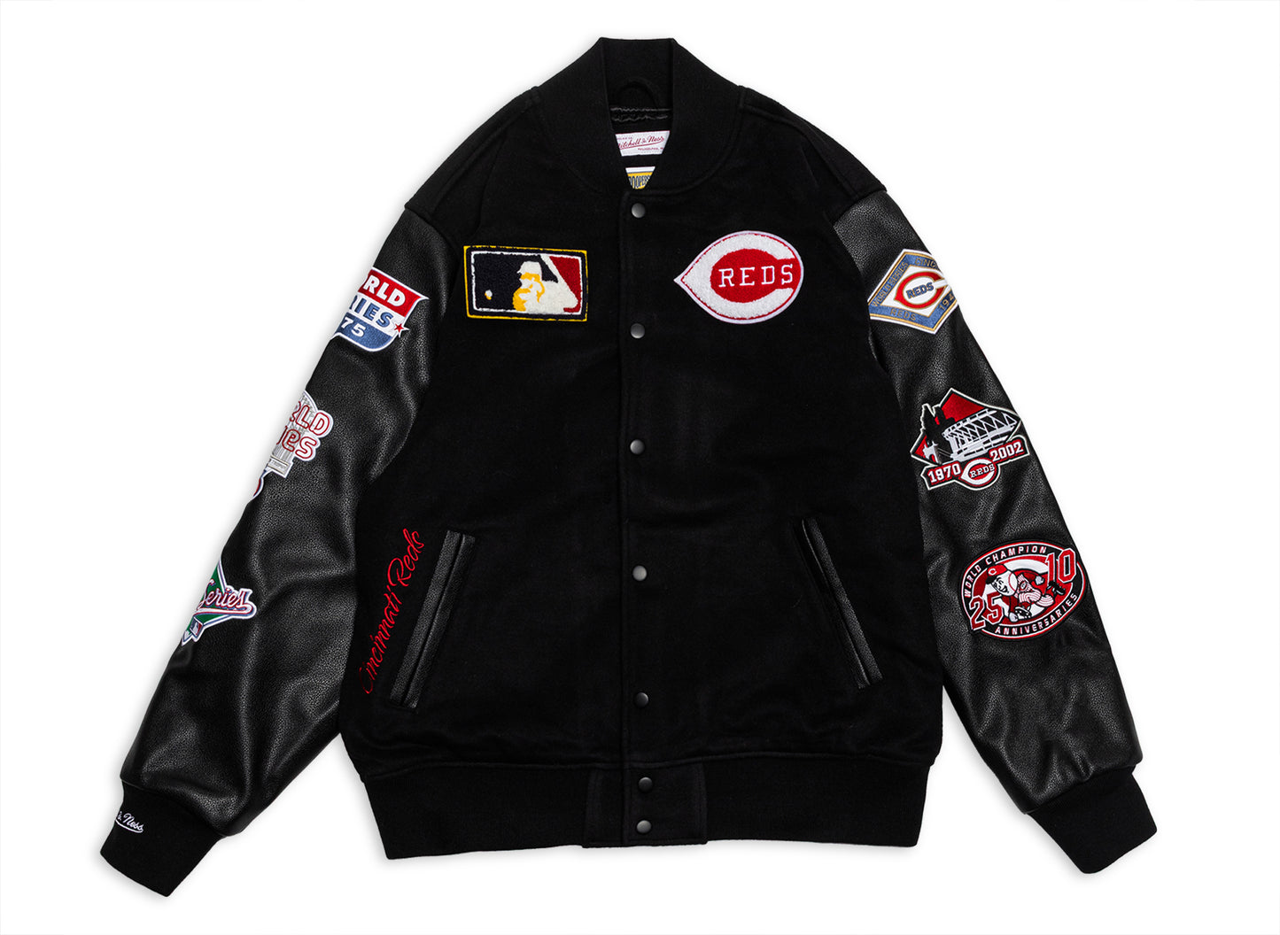 Mitchell & Ness MLB Blackout Collection Cincinnati Reds Varsity Jacket