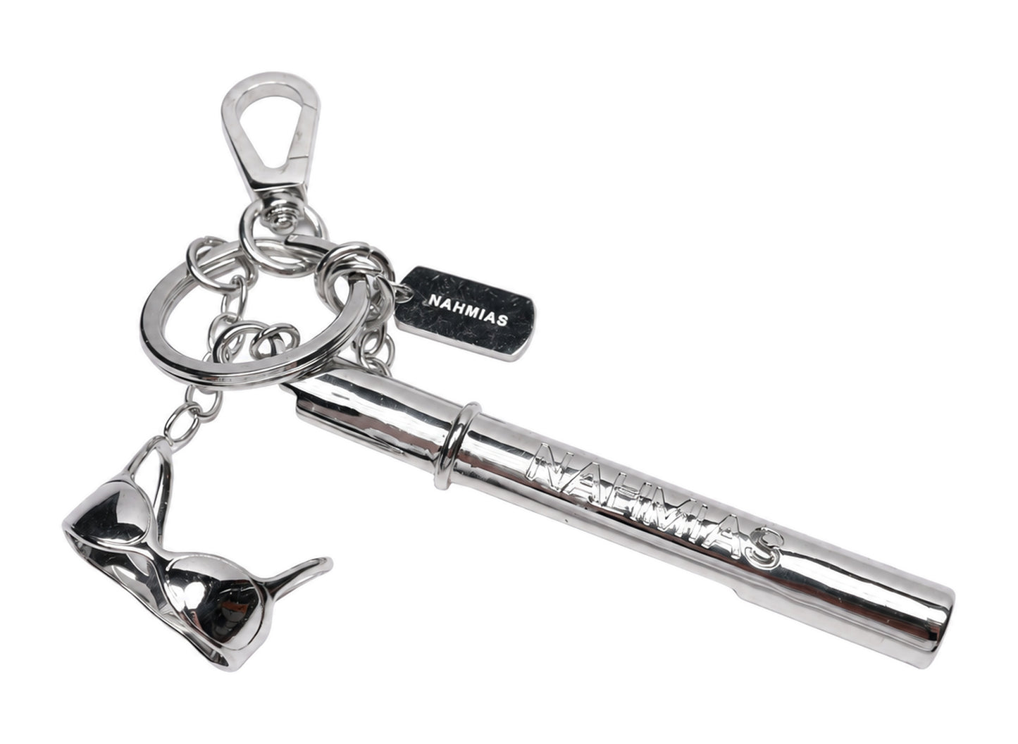 Nahmias Novelty Lighter and Cigarette Keychain in Silver, unisex accessory keychain