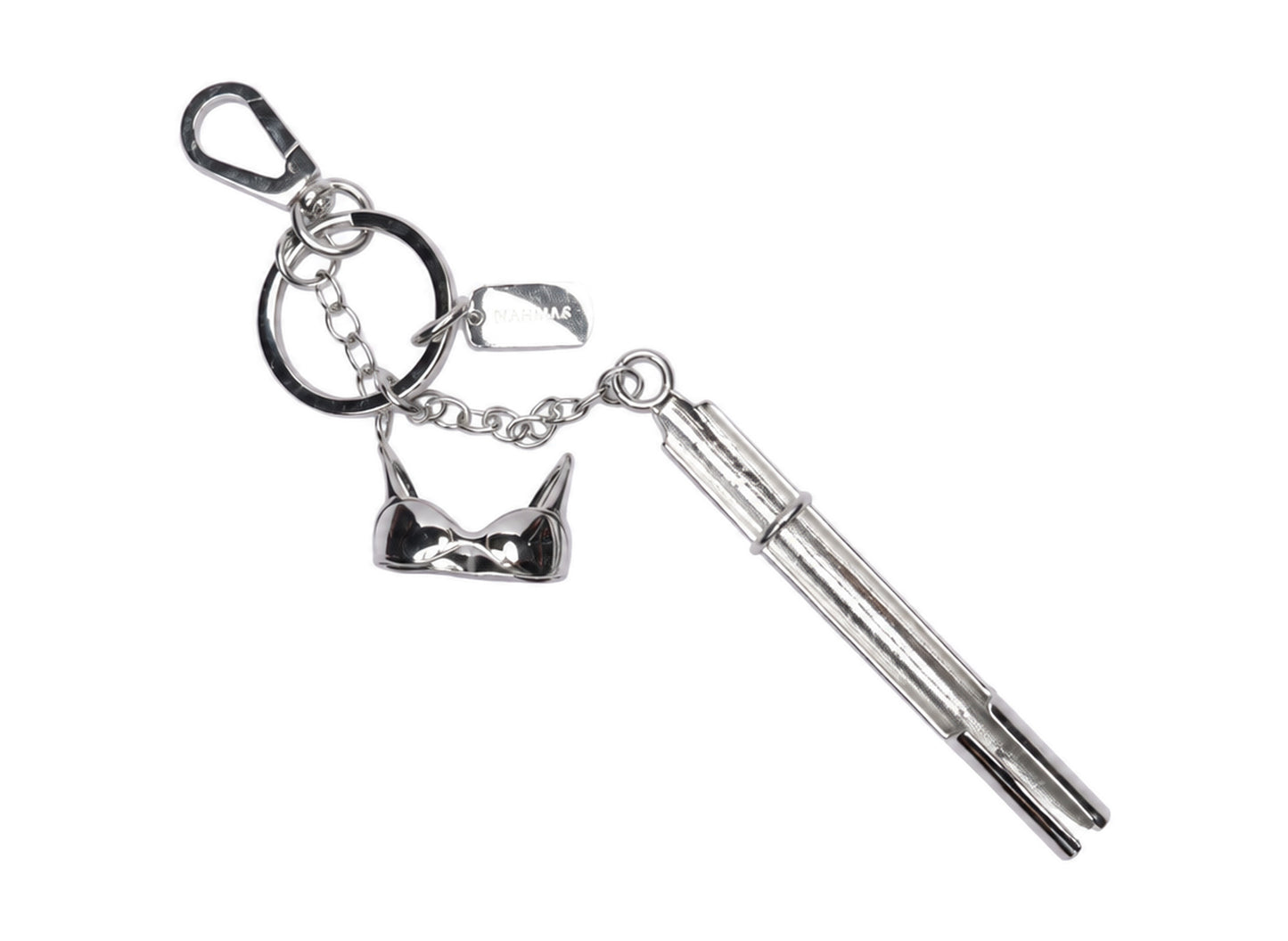 Nahmias Novelty Lighter and Cigarette Keychain in Silver, accessory keychain, view 2
