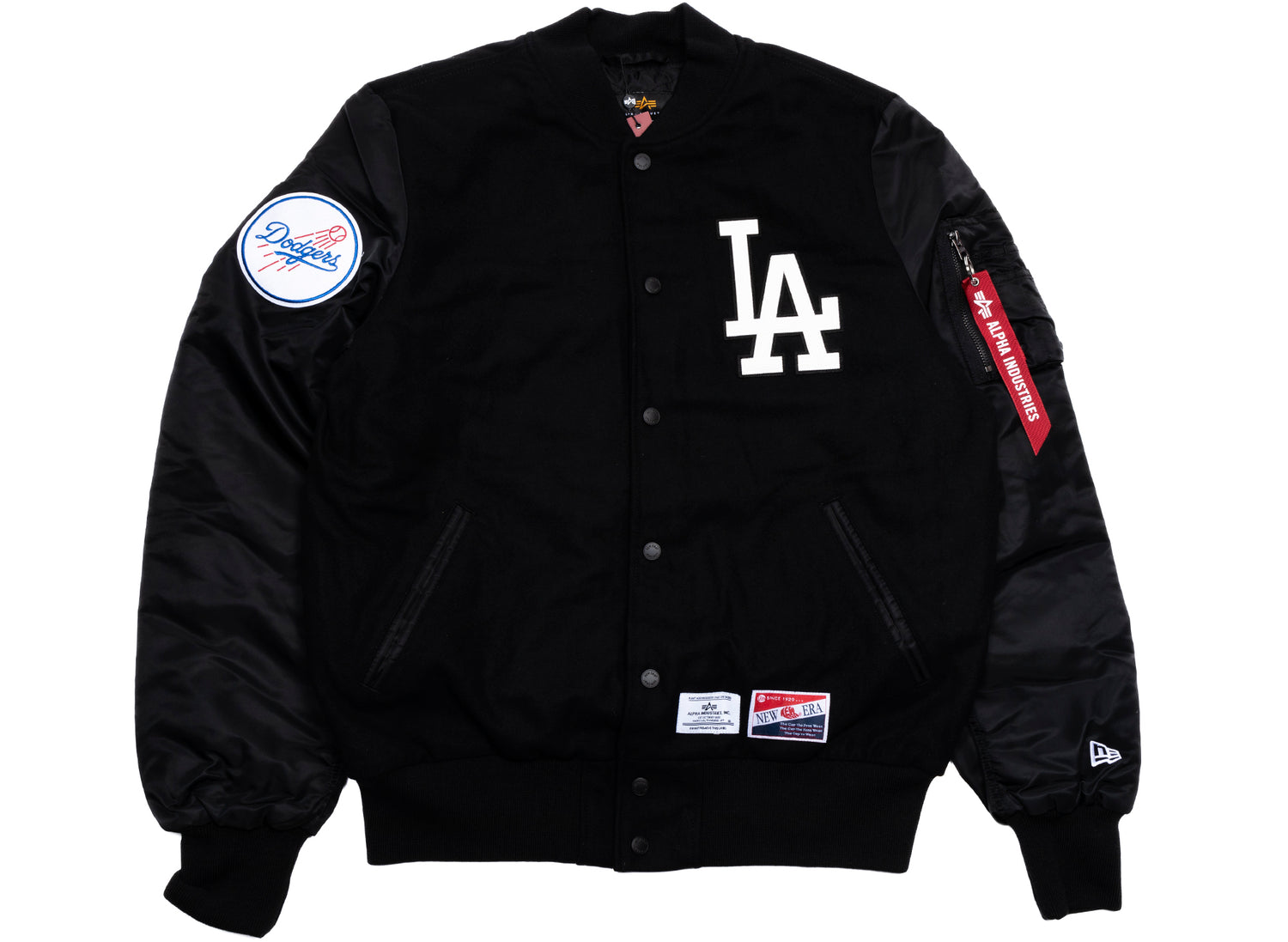 New Era Alpha Industries Los Angeles Dodgers MA1 Jacket F3 in Black