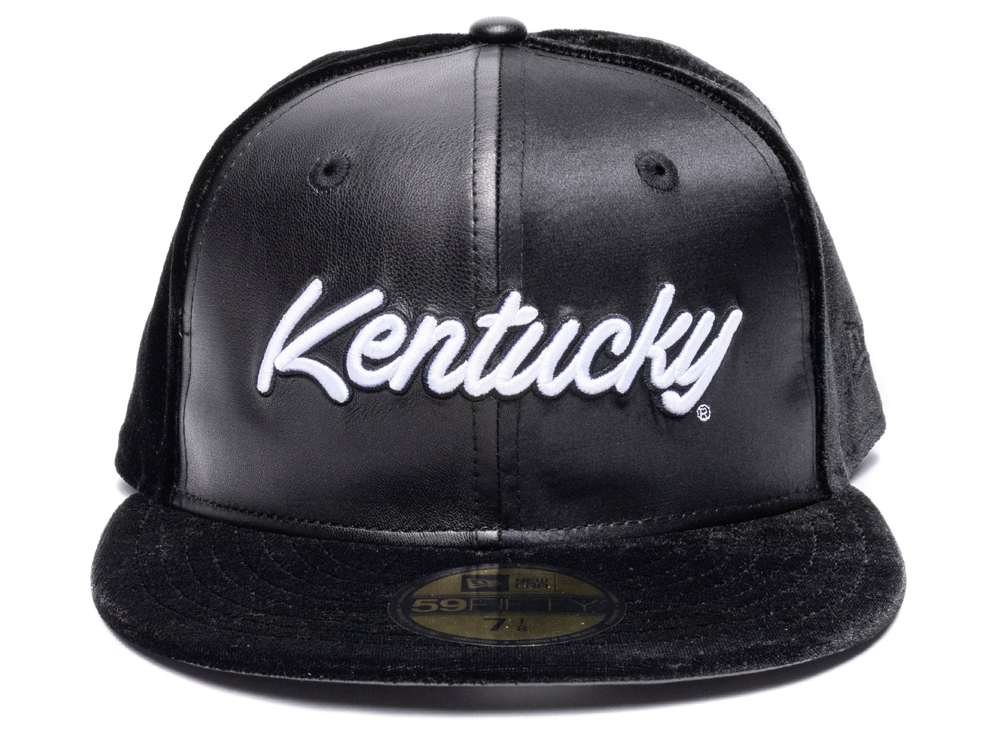 New Era Kentucky Wildcats 59FIFTY Suede/Leather Fitted Hat in Black