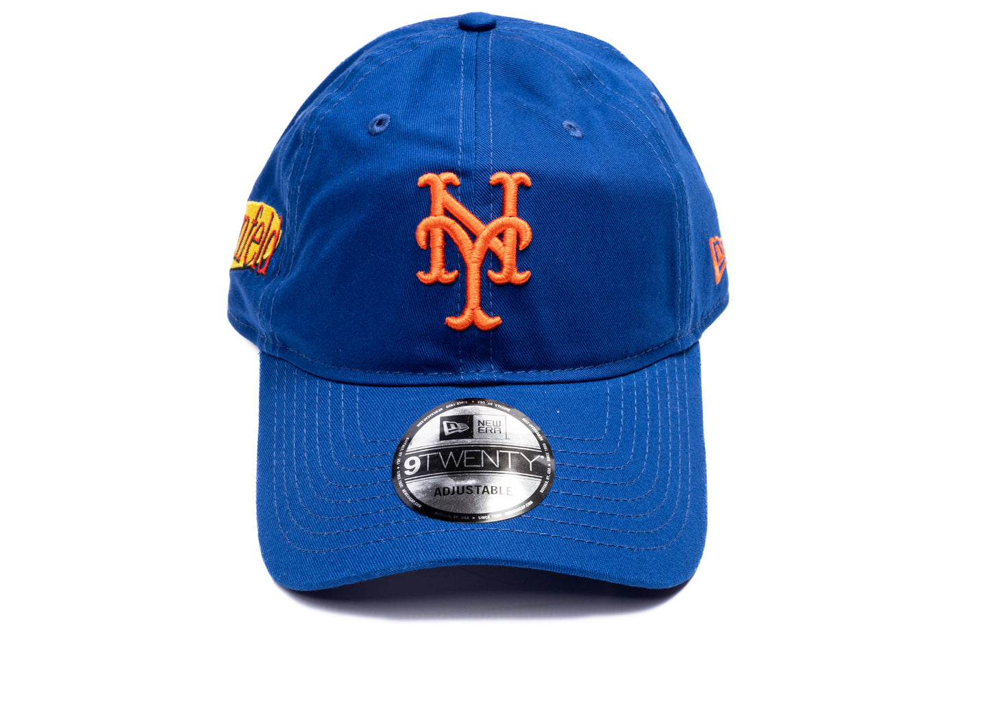 New Era x Seinfeld New York Mets 9TWENTY Adjustable Hat in Blue, front view