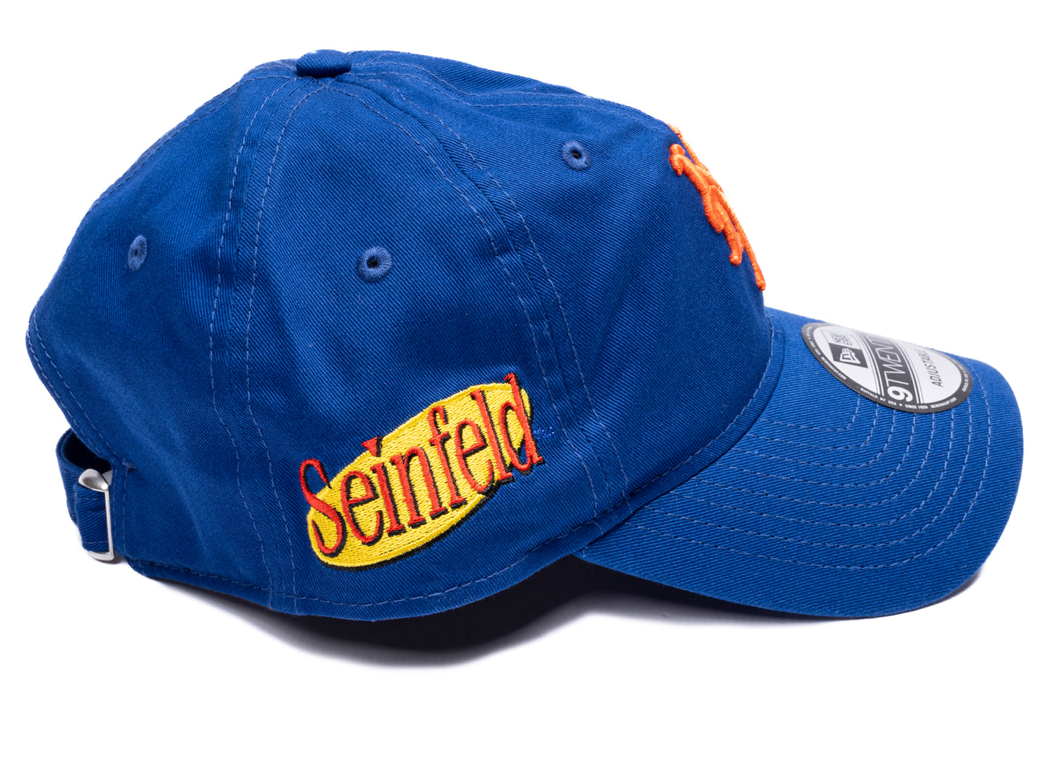 New Era x Seinfeld New York Mets 9TWENTY Adjustable Hat in Blue, side view