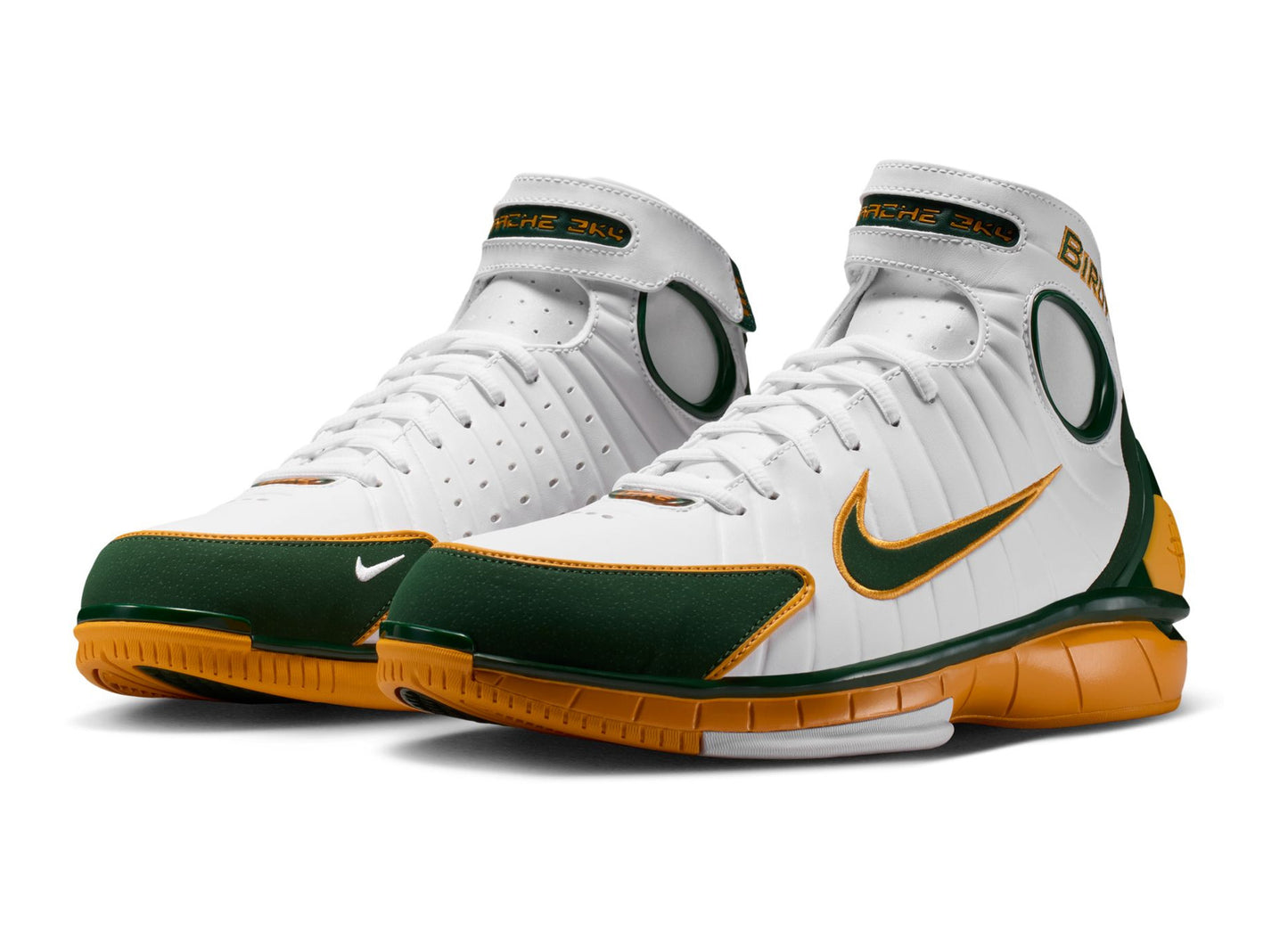 Nike Air Zoom Huarache 2K4 'Sue Bird' in White / Deep Forest / Canyon Gold - view 2