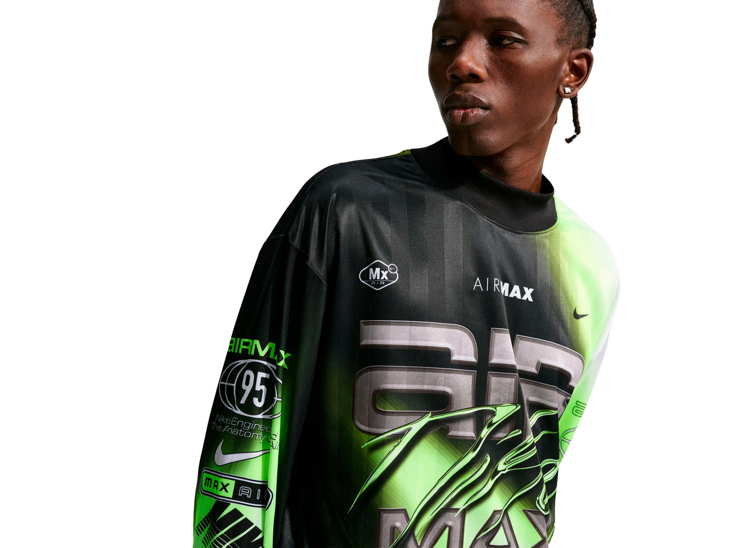 Nike Culture of Football Long-Sleeve Soccer Jersey in 'Volt / Black' — view 5