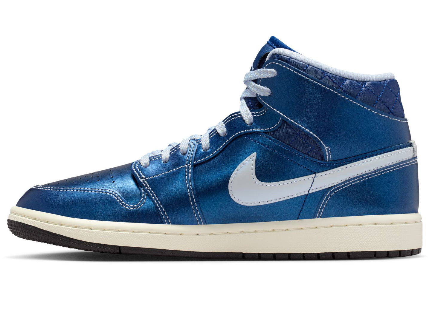 Women's Air Jordan 1 Mid SE in Metallic Blue Quilted