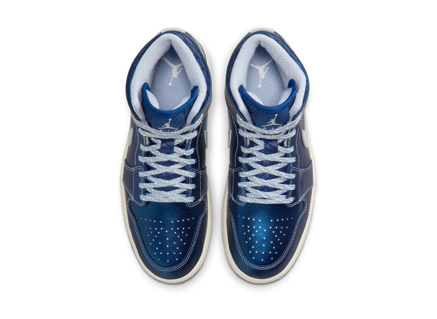 Women's Air Jordan 1 Mid SE in Metallic Blue Quilted
