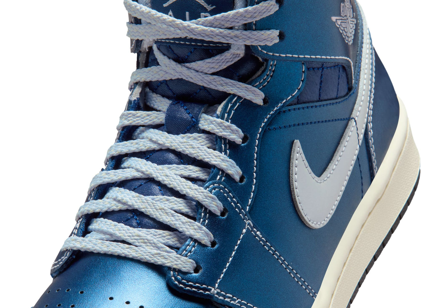 Women's Air Jordan 1 Mid SE in Metallic Blue Quilted