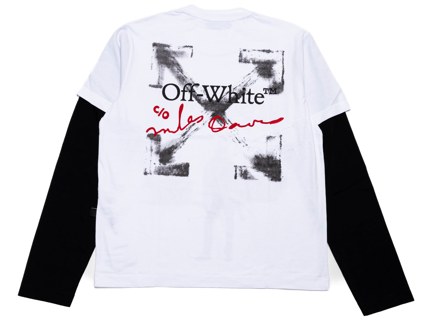 OFF-WHITE MD Yesternow Double Sleeve Regular Long Sleeve T-Shirt in White, men's t-shirt, view 3