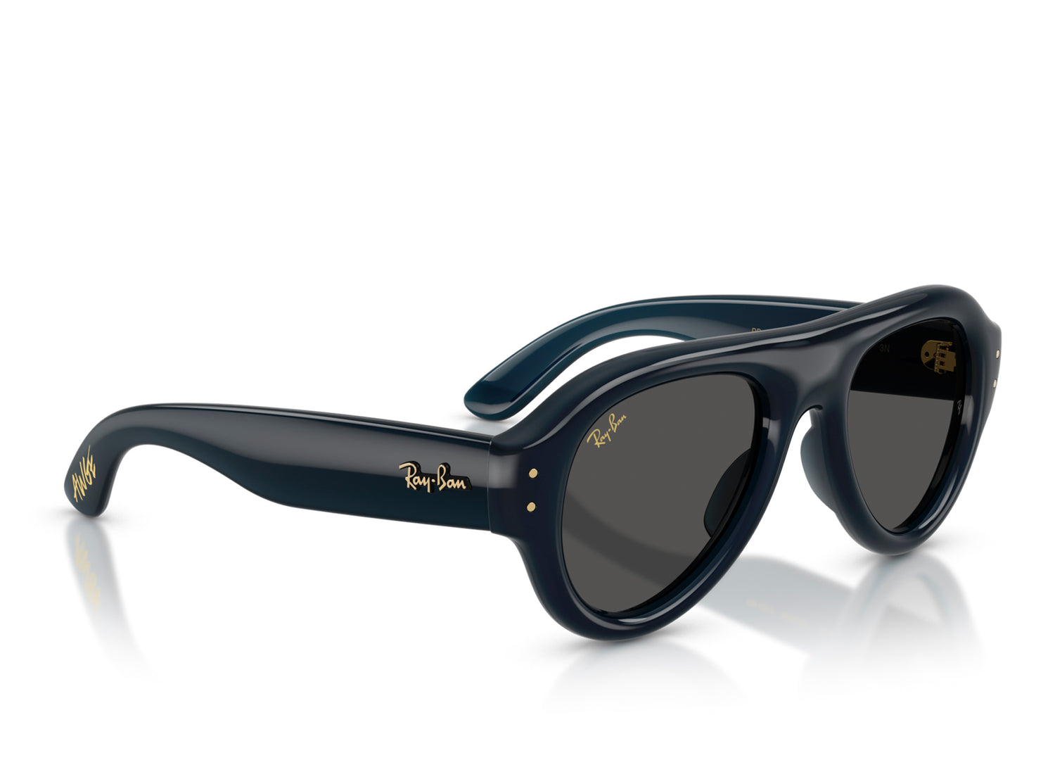 Ray Ban A$AP Rocky Aviator Puffer Sunglasses in Transparent Dark Blue w/ Ultra Black — view 2