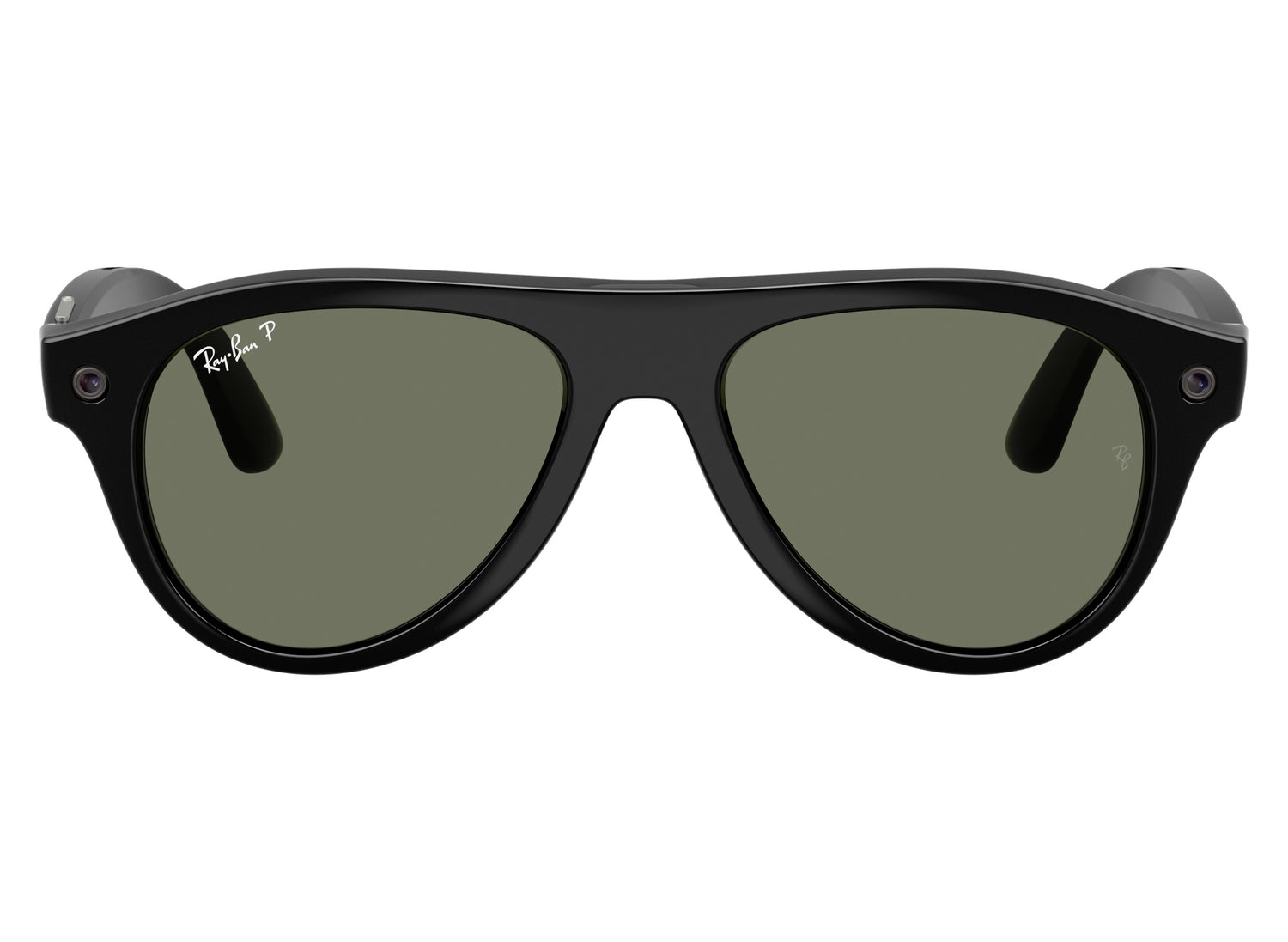 Ray-Ban Meta Aviator (Gen 3) Sunglasses in Shiny Black w/ G15 Green Polar Lenses view 2
