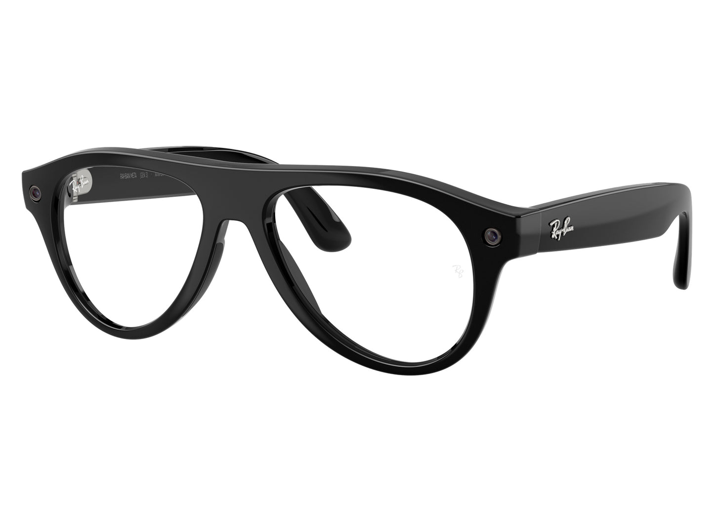 Ray-Ban Meta Aviator (Gen 3) Sunglasses in Shiny Black w/ Transitions Graphite Green Lenses view 3