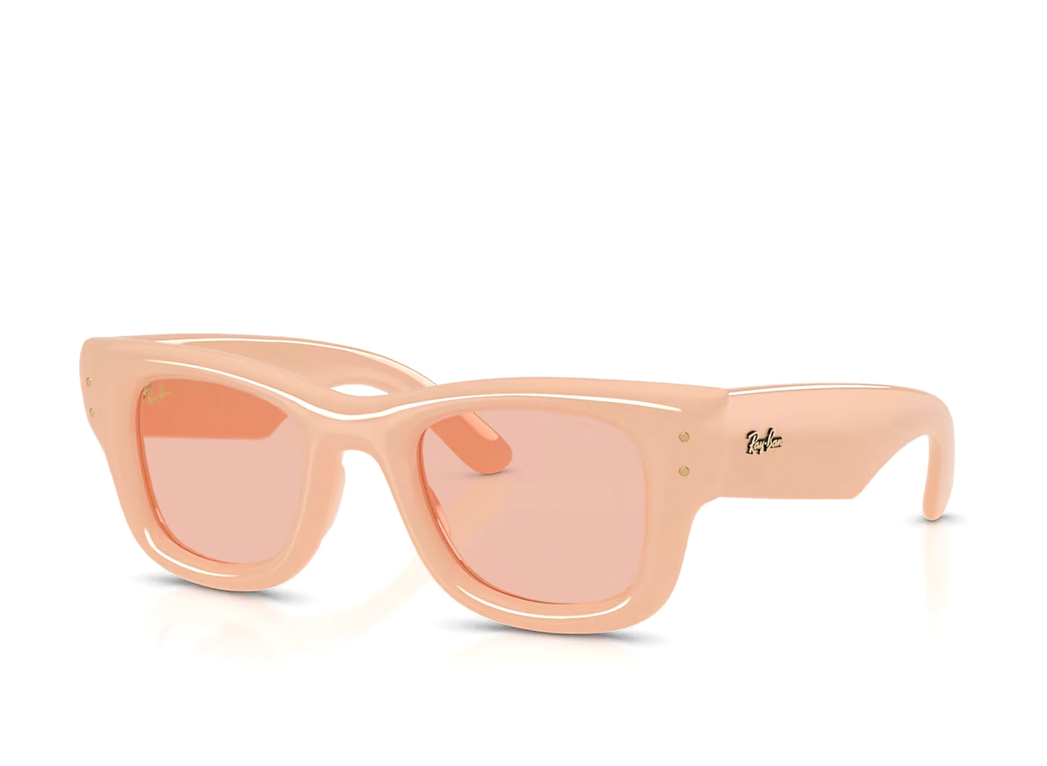 Ray Ban Wayfarer Puffer Solid Nude with Dark Pink Lenses