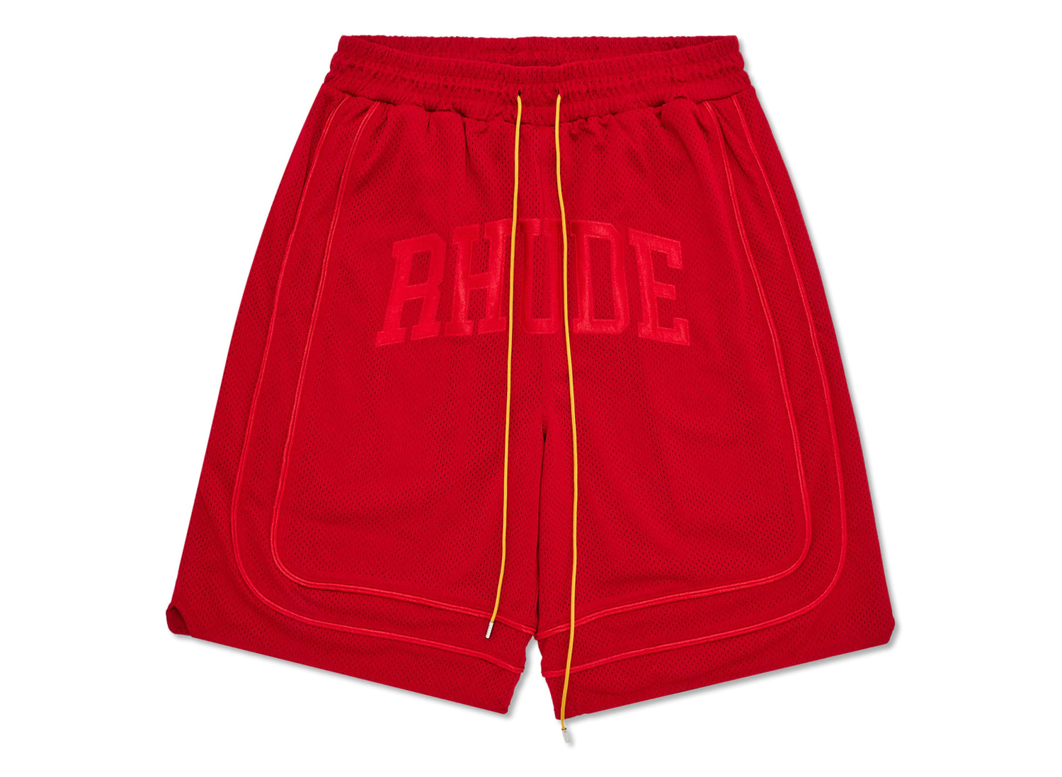 Rhude Baggy Mesh Collegiate Logo Shorts