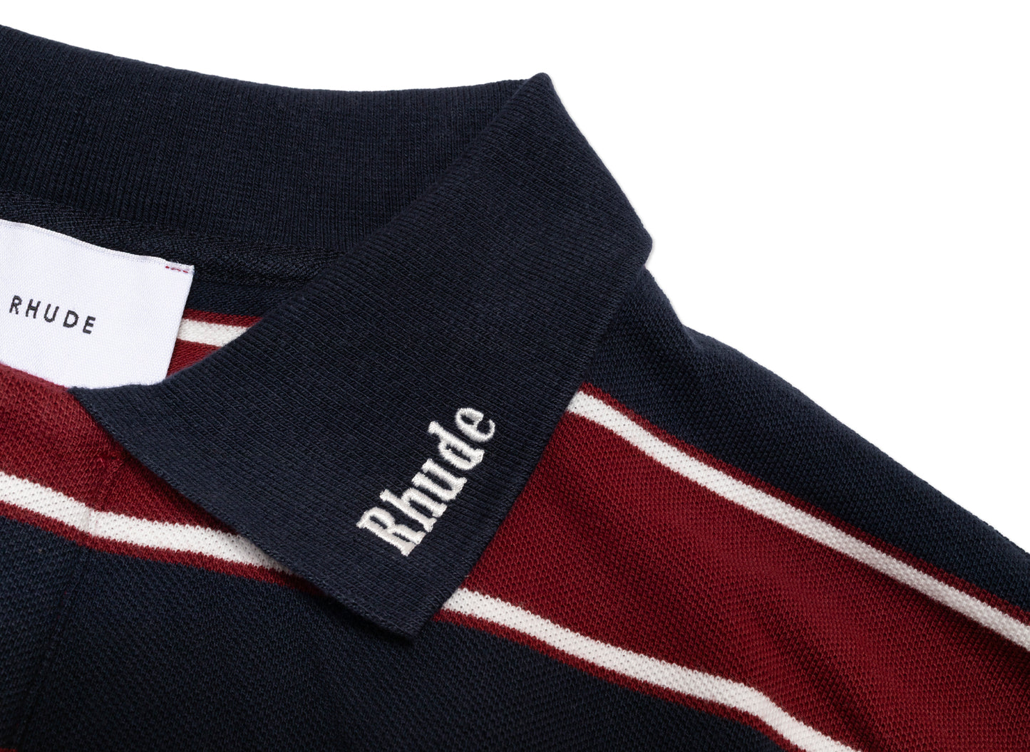 Rhude Fontaine Striped LS Polo in Bordeaux - view 2