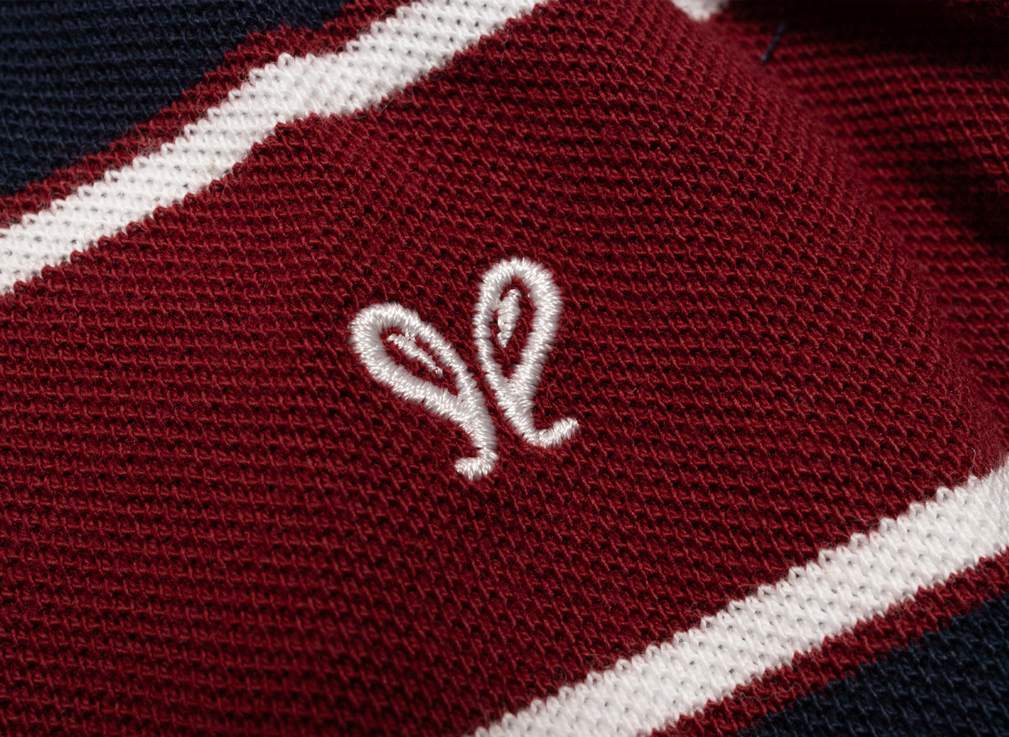Rhude Fontaine Striped LS Polo in Bordeaux - view 3
