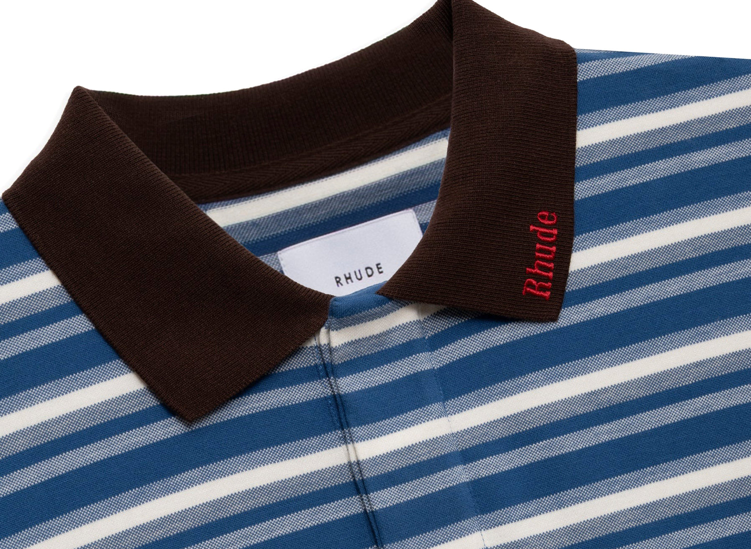 Rhude Fontaine Striped LS Polo in Bordeaux - view 3