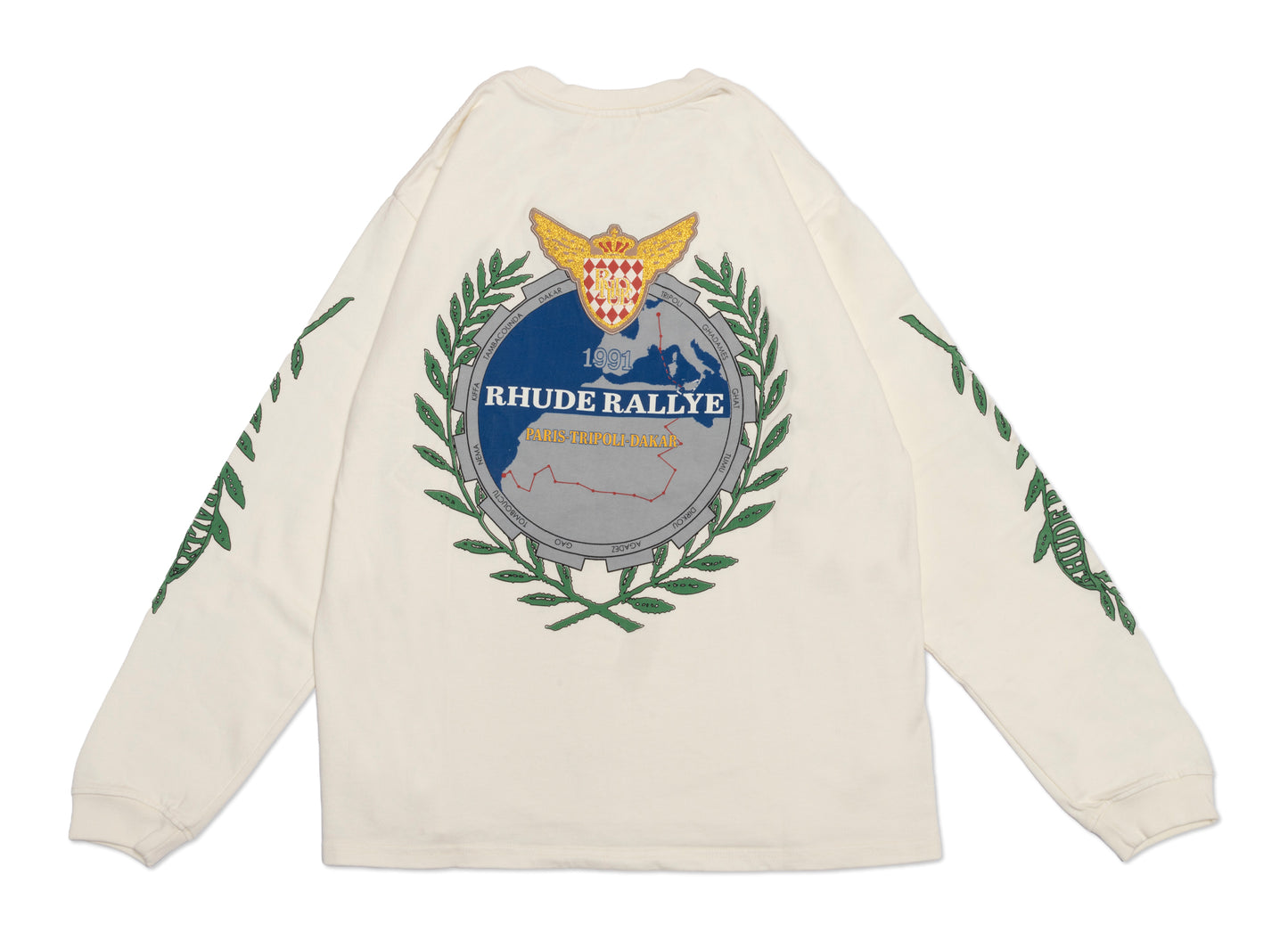 Rhude Tripoli Wreath LS Tee in Vintage White