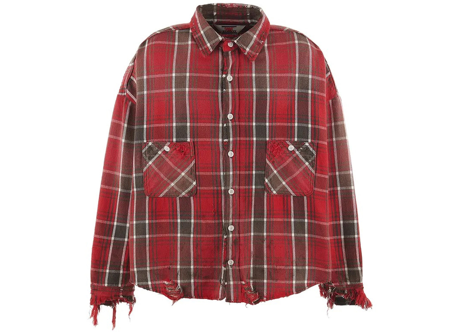 Saint Michael Flannel Shirt in Red/Grey