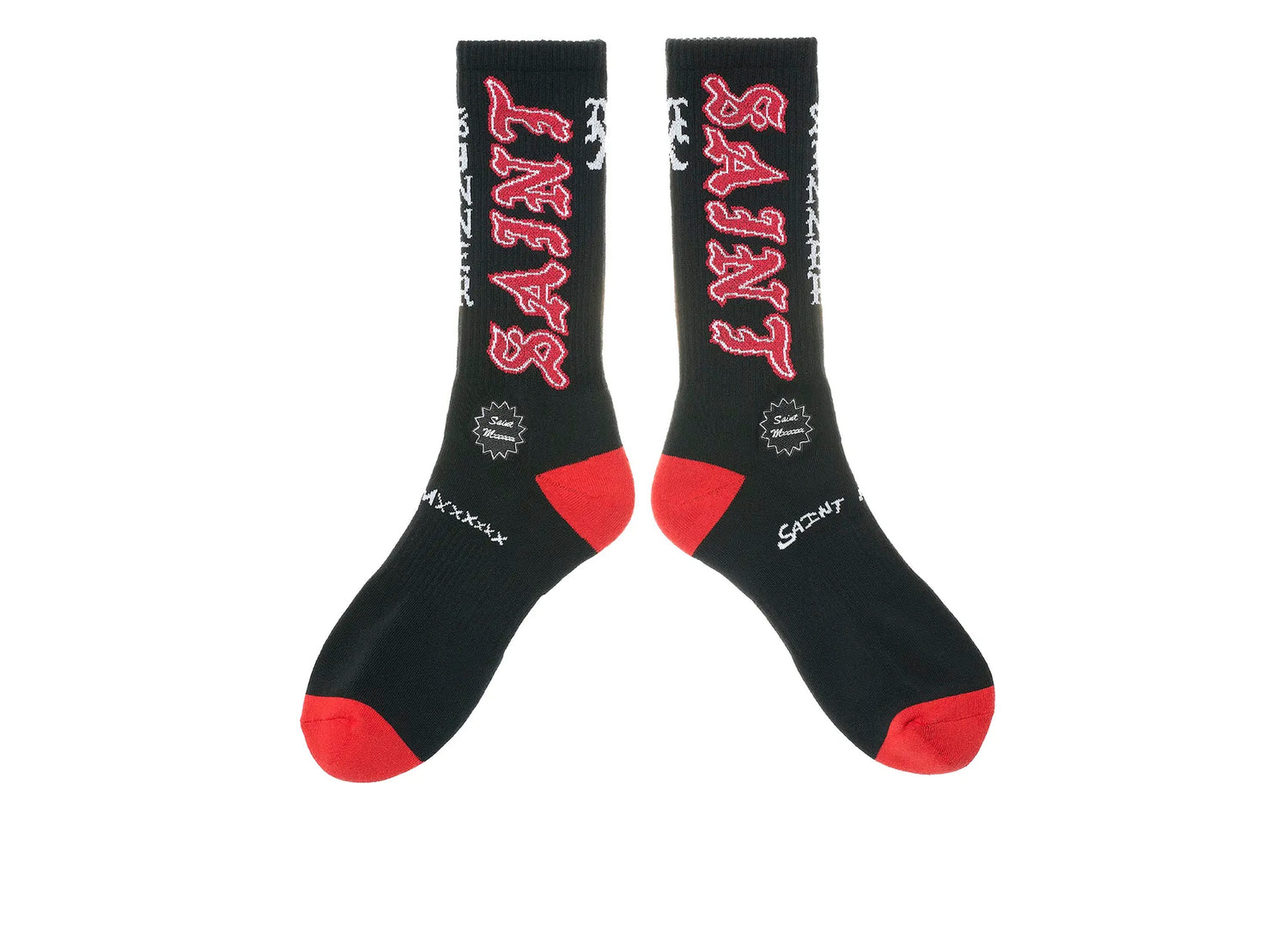Saint Michael 'Saint' Socks in Black / Red