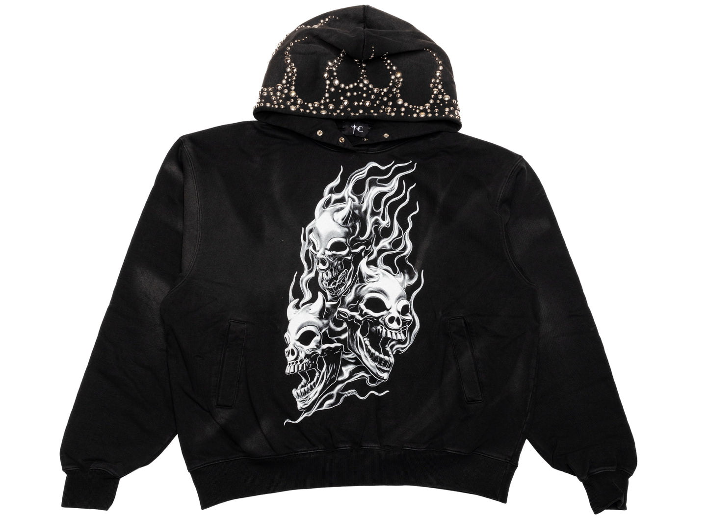 Thug Club Hotheaded Riding Skull Hoodie in Black, graphic side