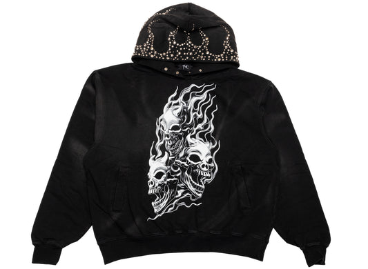 Thug Club Hotheaded Riding Skull Hoodie in Black, graphic side