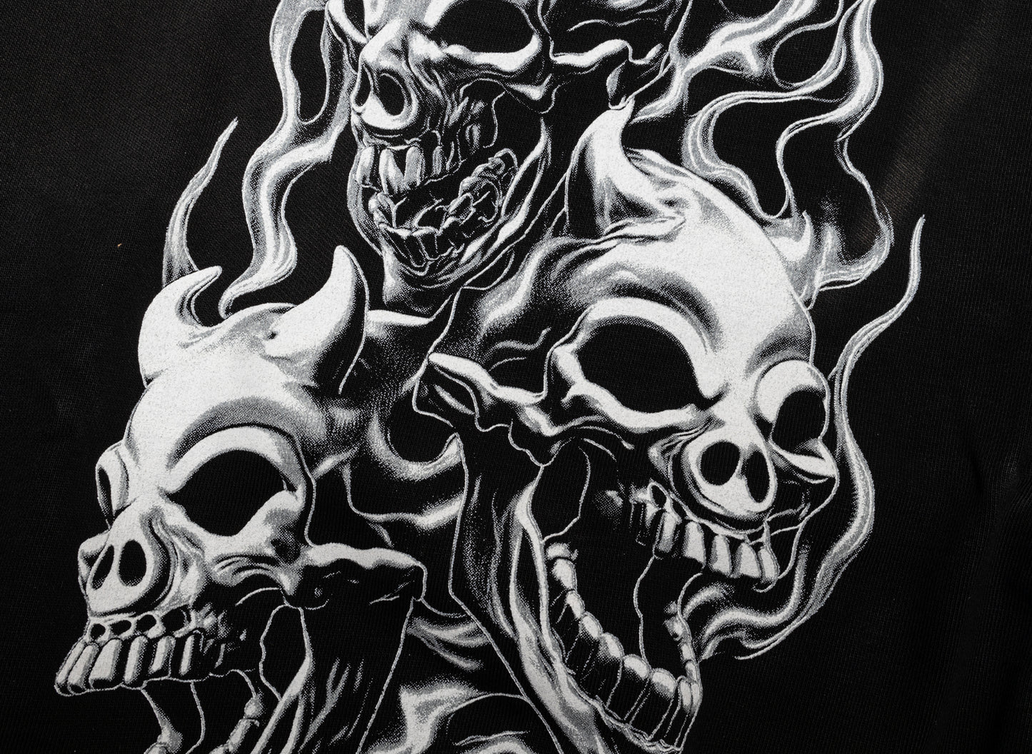 Thug Club Hotheaded Riding Skull Hoodie in Black, graphic detail