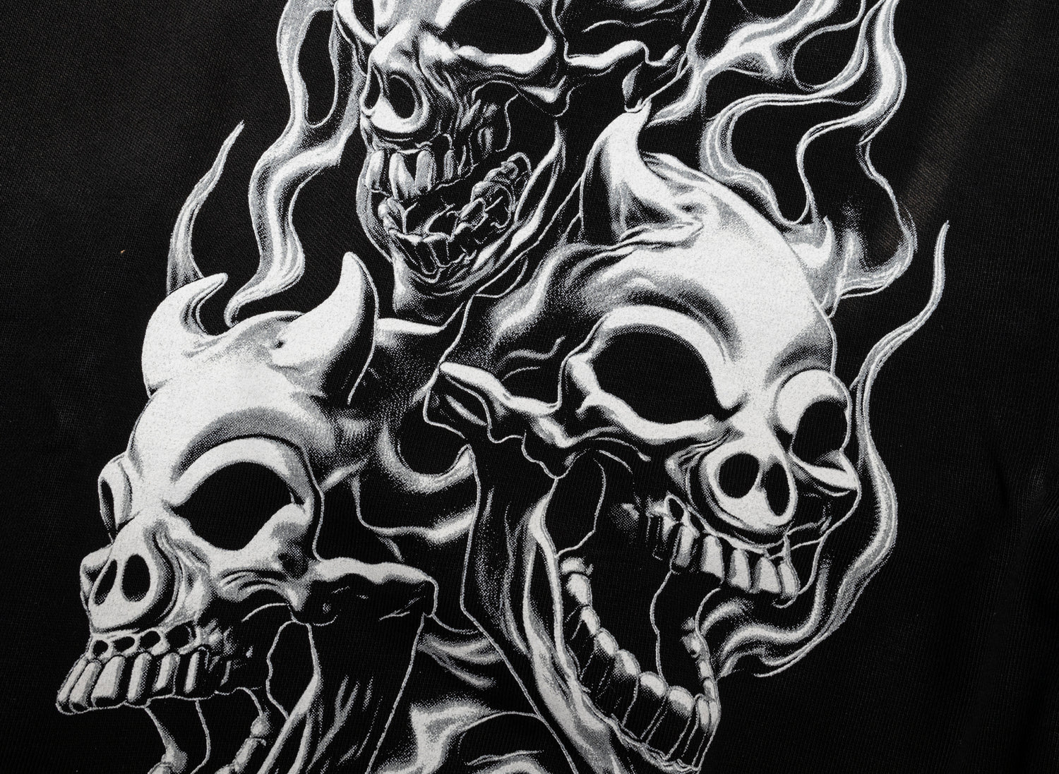Thug Club Hotheaded Riding Skull Hoodie in Black, graphic detail