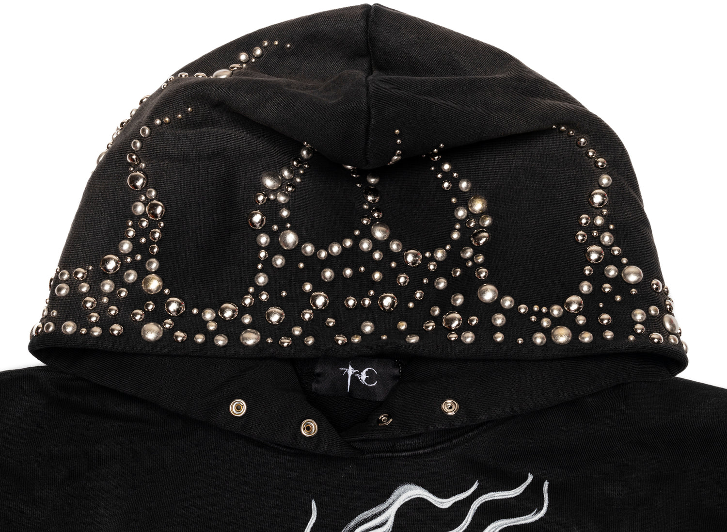 Thug Club Hotheaded Riding Skull Hoodie in Black, hood detail