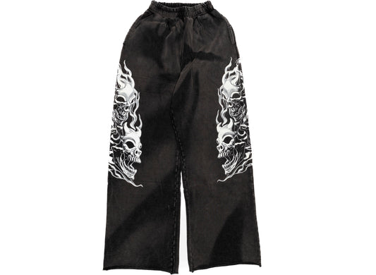 Thug Club Six Riding Skull Sweatpants in Black, front view