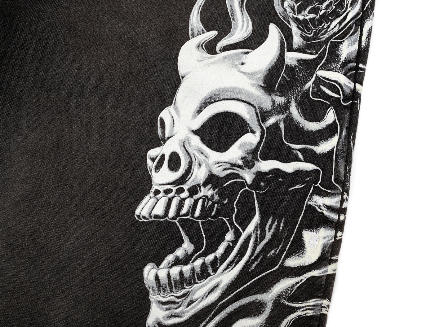 Thug Club Six Riding Skull Sweatpants in Black, graphic detail