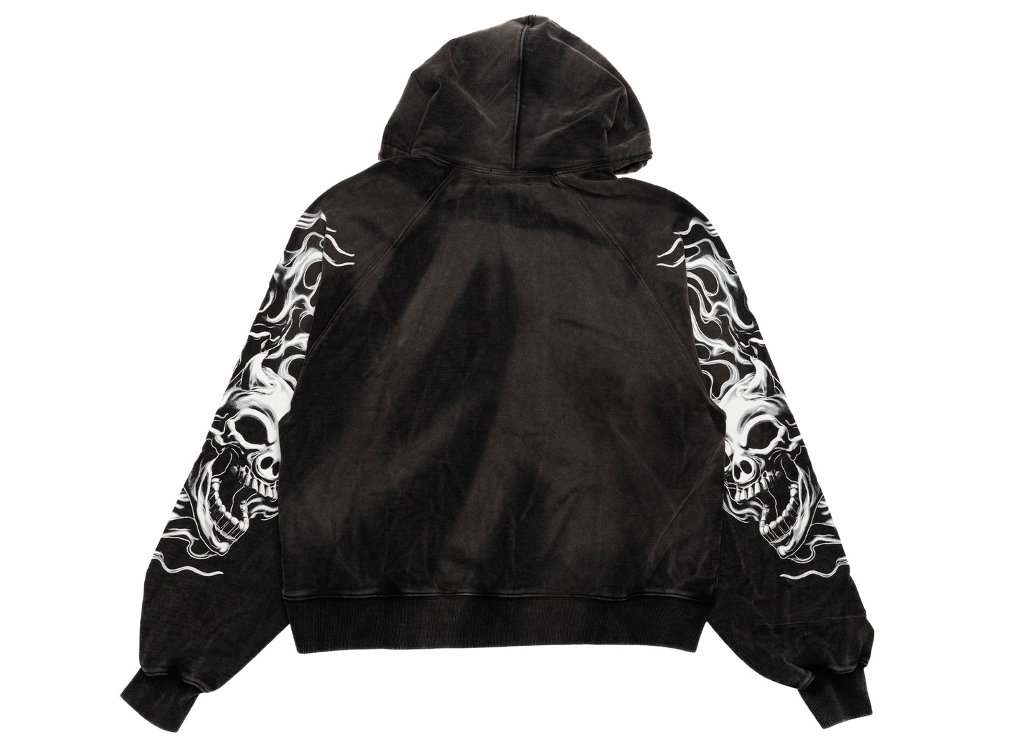 Thug Club Six Riding Skull Zip-Up Hoodie in Black, back view