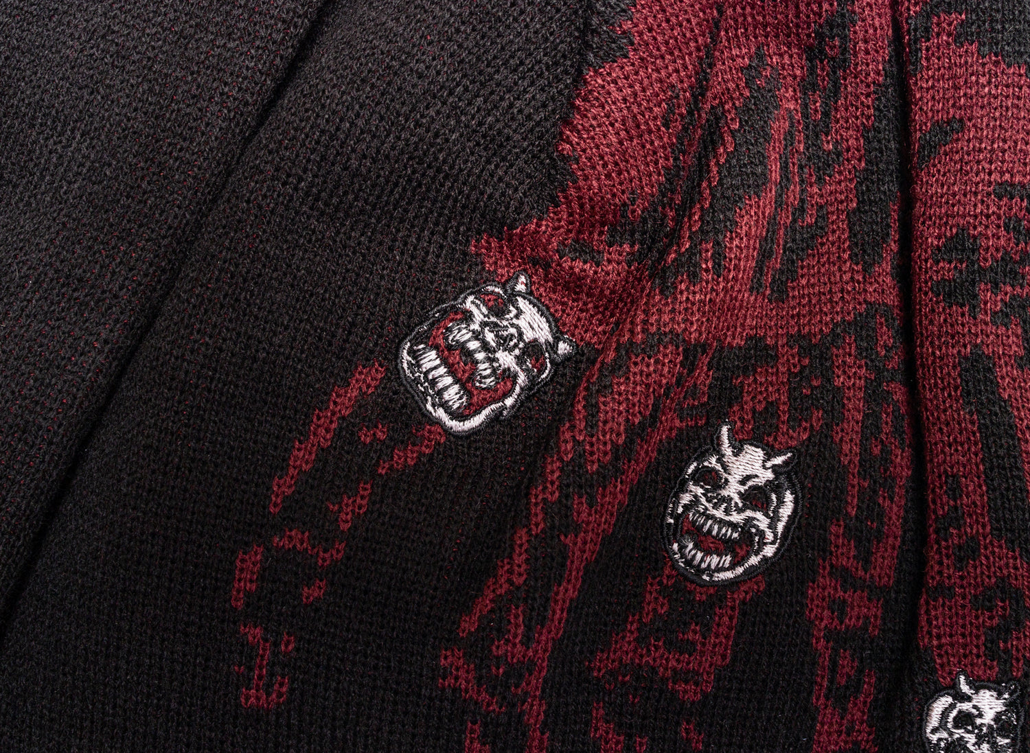 Thug Club TC Bone Cross Beanie in Black, graphic detail