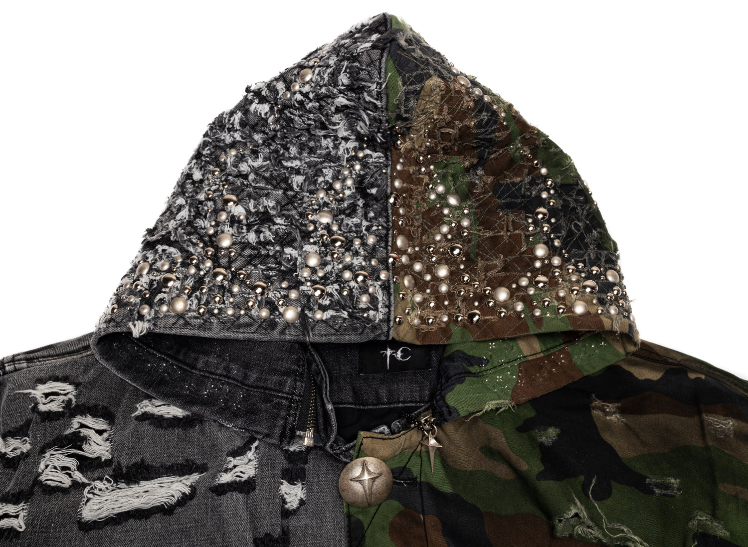 Thug Club TC Hothead M-65 Jacket in Camo / Black, hood detail