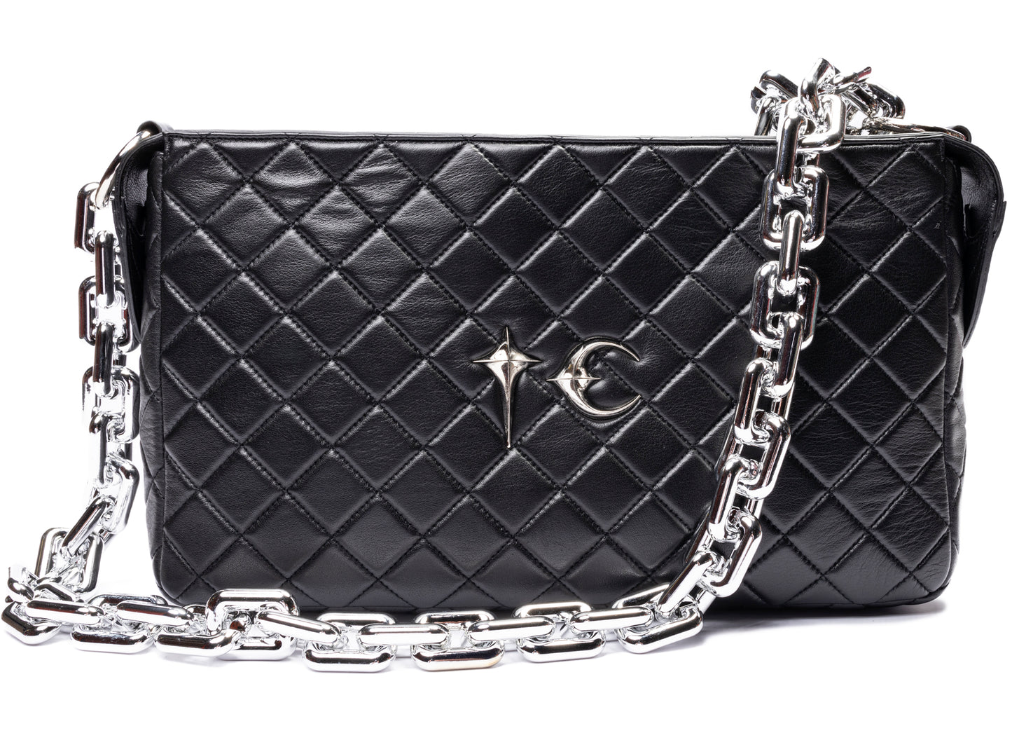 Thug Club TC Quilting Big Chain Bag in Black, front angle