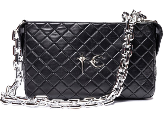 Thug Club TC Quilting Big Chain Bag in Black, front angle