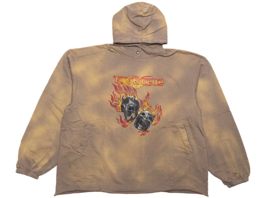 Thug Club TC Two Face Dirt Hoodie in Beige, graphic side