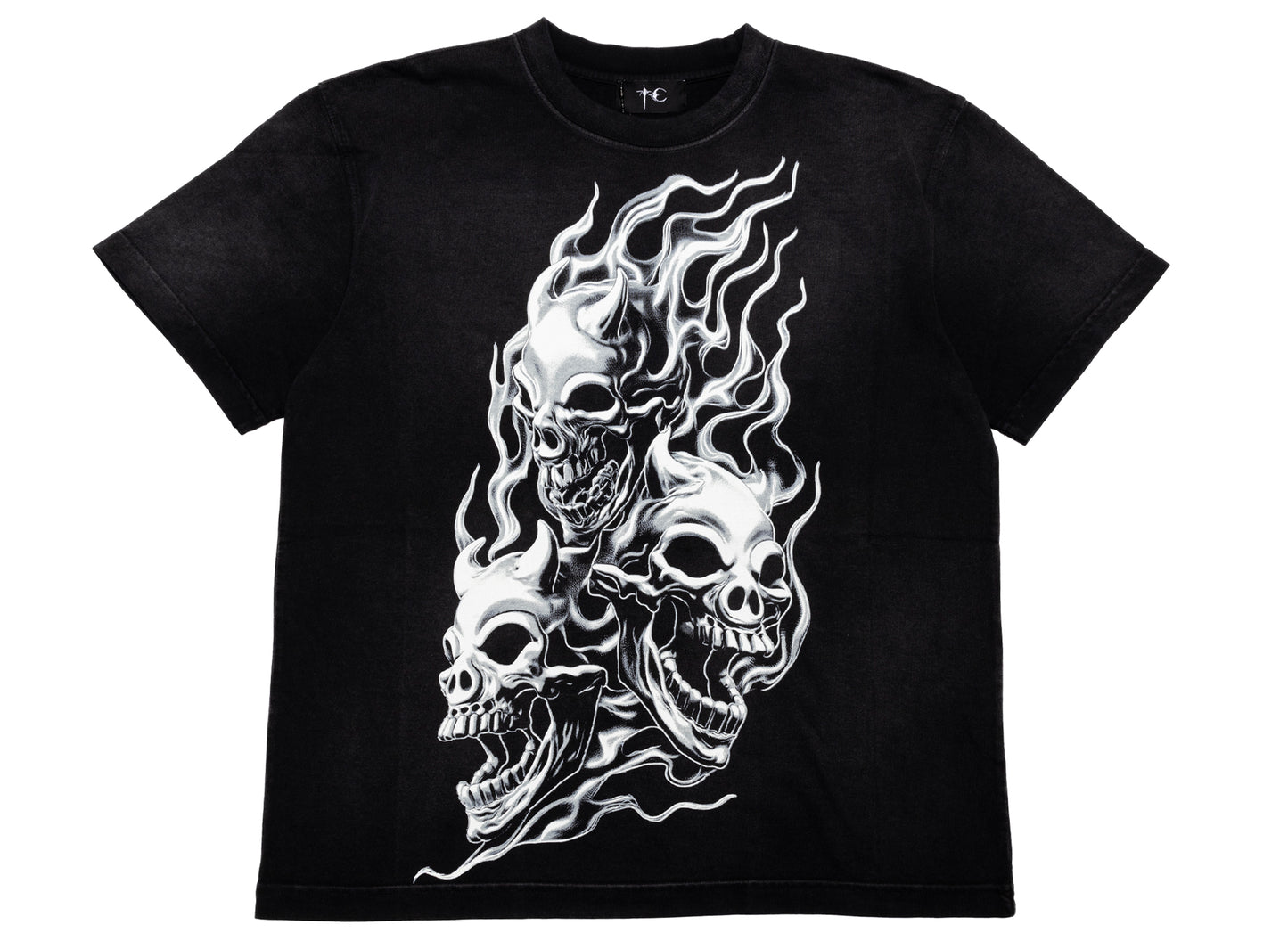 Thug Club Three Riding Skull Dirt T-Shirt in Black, front view