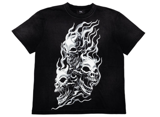 Thug Club Three Riding Skull Dirt T-Shirt in Black, front view