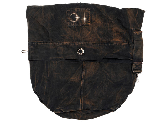 Thug Club Two Tone Washed Canvas Duffle Bag in Rust Black, folded bag