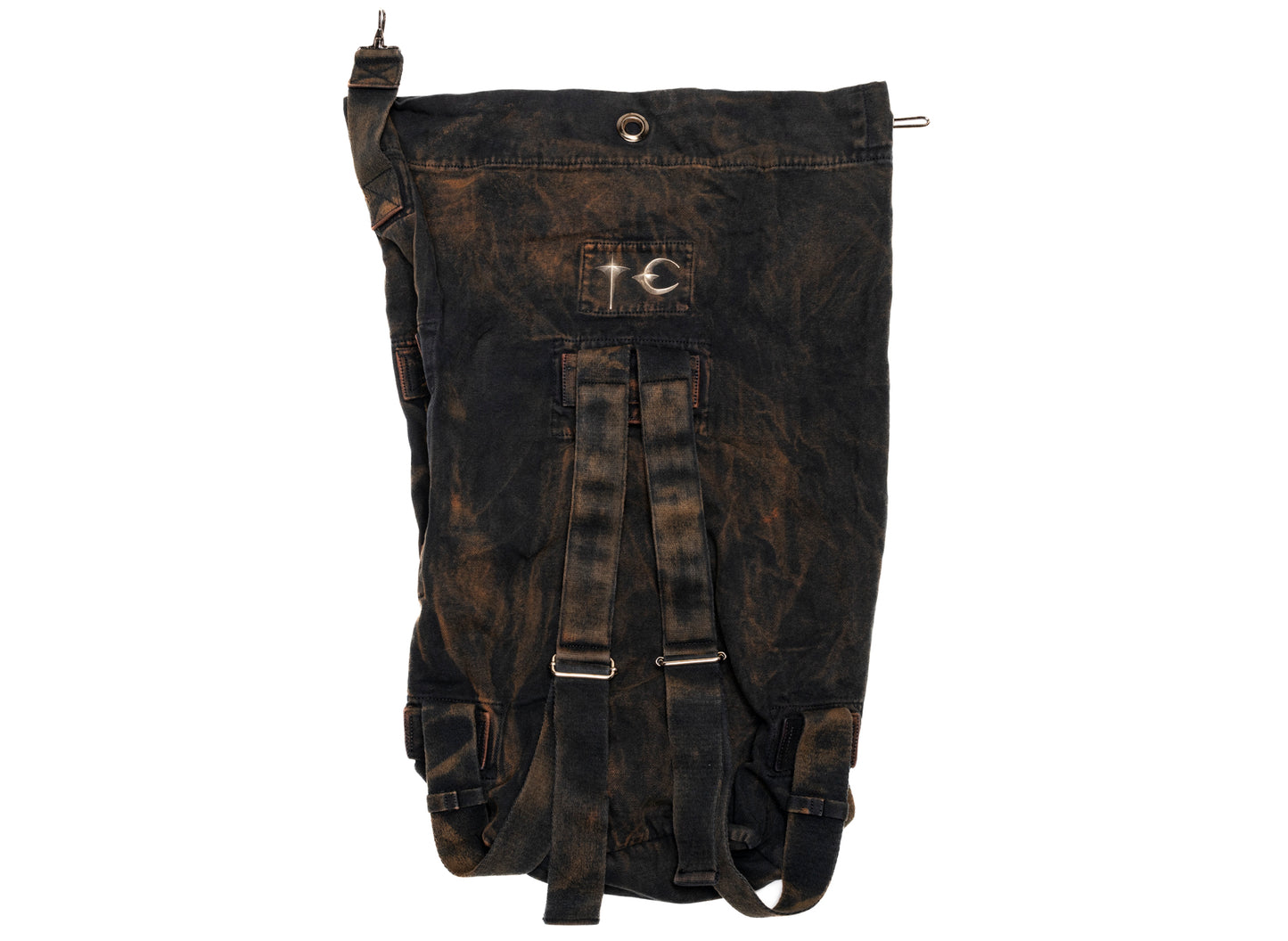 Thug Club Two Tone Washed Canvas Duffle Bag in Rust Black, expanded side view
