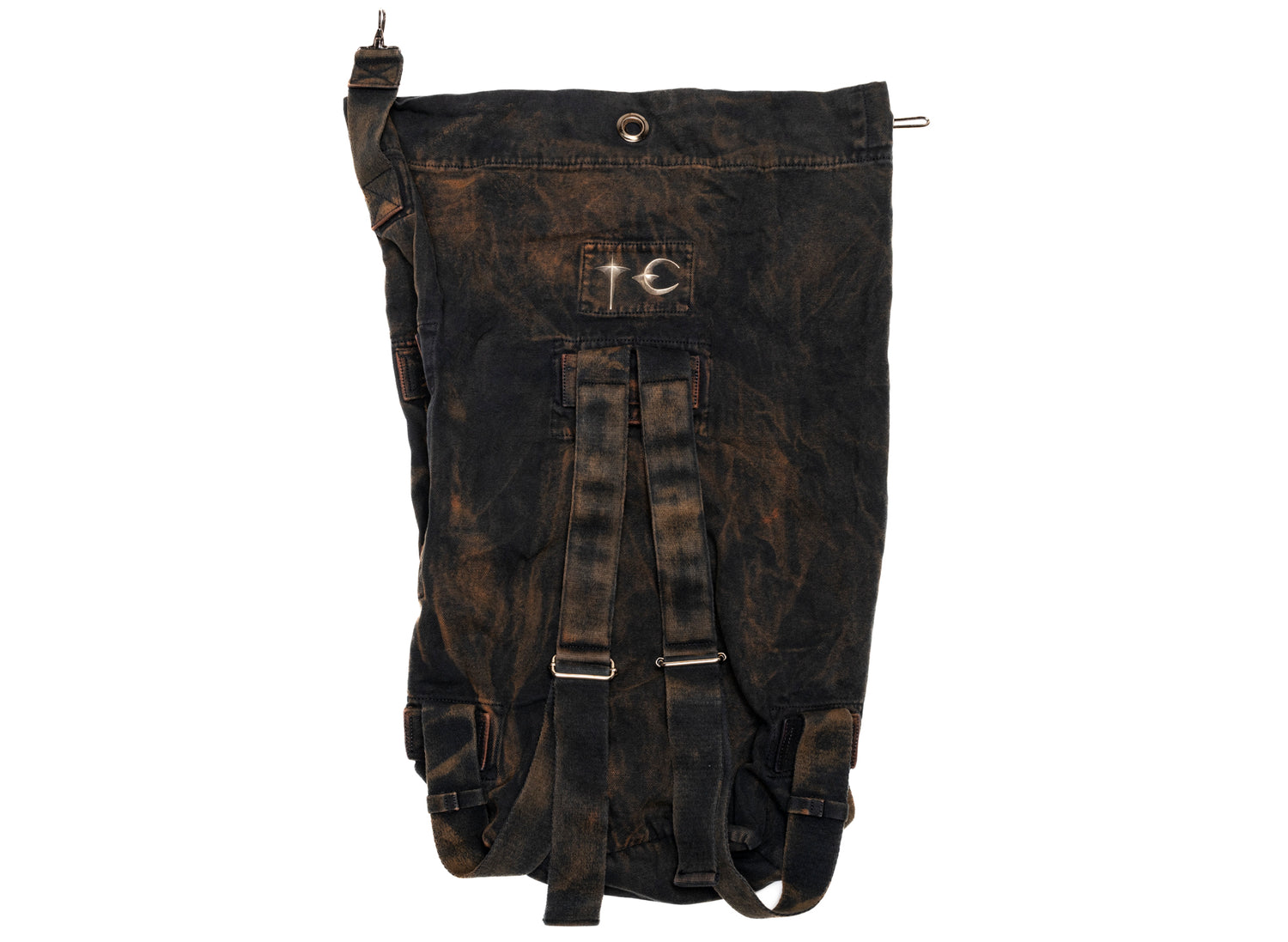 Thug Club Two Tone Washed Canvas Duffle Bag in Rust Black, expanded side view